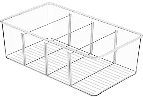 Daelesr Scatola da tè, Porta Bustine The e Tisane, Organizer per Frigorifero con 4 Scomparti, Scatola Contenitore Plastica per Biscotti, Spezie, caffè, Cucina Trasparente