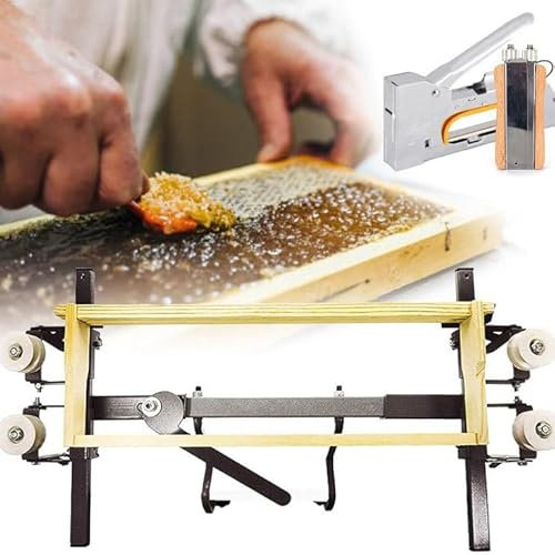 Bienenzucht-Honigrahmen-Einfädelset mit manueller Holznagelpistole aus Edelstahl + Drahtspanner + Bienenrahmen-Befestigungswerkzeug, Bienenrahmen-Draht-Installationswerkzeug-Set