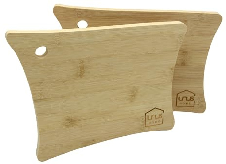 UNUS Frühstücksbrettchen aus Bambus Schneidebrett 2er-Set in Größe L | Brotzeitbrett, Jausenbrett, Vesperbrett, Holzbrettchen, Küchenbrett