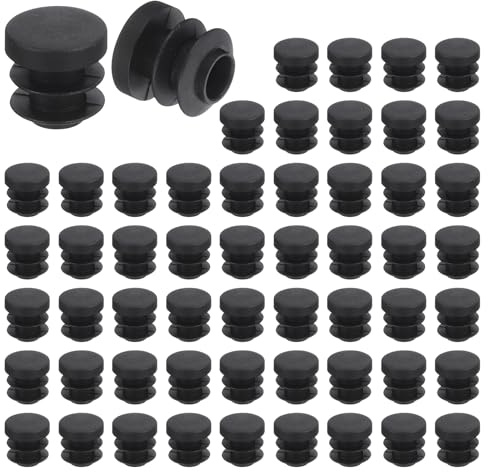 QUARKZMAN Tappo in Plastica Rotondo, per ID 12-14mm, OD 16mm, Nero, 56Pz | Tappi Estremità Tubi, Cuscinetti Inserti Gambe Mobili, Gommini Sedie, Protezione Pavimenti, Divani, Tavoli, Mensole