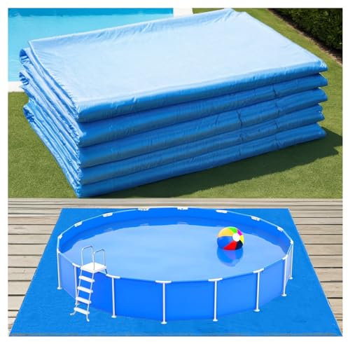 16 x 16 Ft Pool Ground Cloths，Square Swimming Pool Liner Pad，Anti Tear Above Ground Pool Mat, Preventing Punctures Pool Tarp for Frame Pool Inflatable Top Ring Swimming Pools-Blue Silver (Blue)