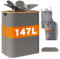 YOUDENOVA 147L Contenedor para Botellas con Tapa & Hermético, Cubo de Basura de 2 Compartimentos, Reciclaje de Envases & Vidrio, Soporte para Bolsa de Basura, Organizador de Residuos, Gris