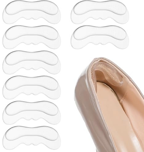 Sibba Heel Pads for Shoes 4 Pairs Anti-Slip Heel Grips Gel Heel Liners Soft High Heel Comfort Pads Invisible Heel Protectors Self-Adhesive Back Cushion Inserts for Loose Shoes Stop Heel Pain Blisters