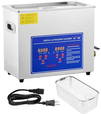 Commercial Ultrasonic Cleaner 6L,ultrasonic Cleaner Solution 40kHz with Digital Timer&Heater,for Industrial Parts Instrument Apparatus Cleaning