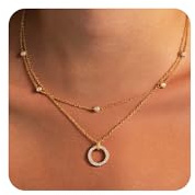 ALEXCRAFT 14K Gold/Silber Layered Ketten mit Zirkonia Halskette für Damen