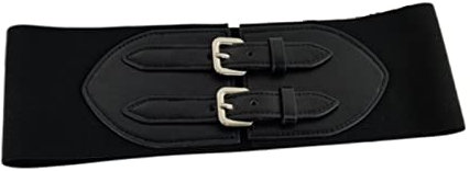 JOJOJ Schwarze elastische Gürtel for Frauen Taillenkleid Stretch Kummerbunde Damen einfacher breiter Bund Korsettgürtel(M-80cm)