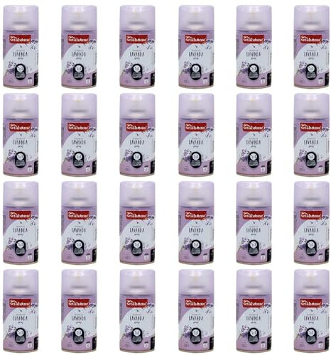 BURI Lufterfrischer Lavendel Duft | 24er Pack Aromatischer Raumduft passend für alle automatischen Duftspender, Sprühgeräte, Maschinen, Erfrischendes Aroma und Duftintensität
