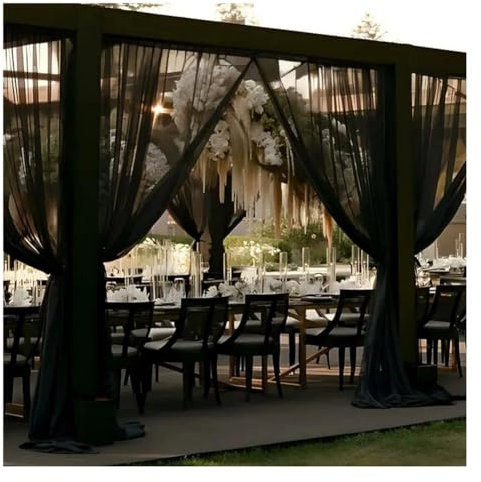 Wisafory Organza Stoff Tüllstoff Transparente Tüll Hochzeitsbogen Querbehang Vorhang Hintergrund Deko für Basteln, Fotografie, Hochzeit Zeremonie, Torbogen, Party, Geschenke Schwarz 1.6m x 6m