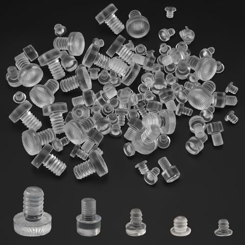 100 Stück Transparent Gummi Anschlagdämpfer, 5 Größen Tisch Stoßfänger Lärm Dämpfung Pads Transparent, Gumminoppen für Glasplatten, Gummi Anschlagdämpfer Stoßfänger, für Schranktüren, Glastische