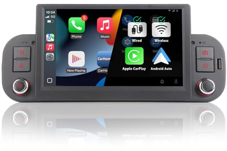 Radio de Coche para FIAT Panda 2013-2020 Radio con USB Pantalla táctil Bluetooth FM,Doble DIN Car Stereo con Wireless Carplay/Android Auto