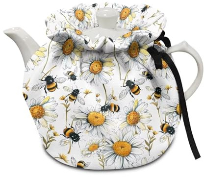 Urndoeng Teapot Thermic Cover Flower and Bee PrintTea Cosy For Teapot Insulated For Protecting Kettle Coffee Pot Ideal To Keep Warm At Breakfast Kitchen And Coffee Table Decorations