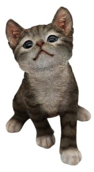 Generisch Skulptur Katze | grau | klein | sitzend | 18x13x17cm | Tierfigur aus Polyresin