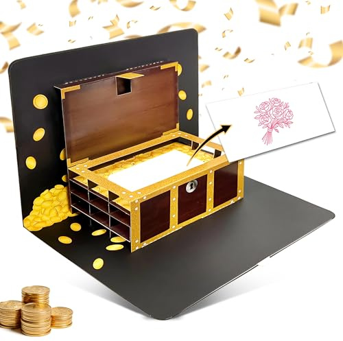 BIROYAL Gutschein zum Selber Ausfüllen als PopUp Schatztruhe, Gutscheinkarte Geburtstag, Gutscheine zum Selber Ausfüllen, Gutscheinkarten zum Selbstausfüllen, Geburtstage, Geschenke, Pop Up Karte