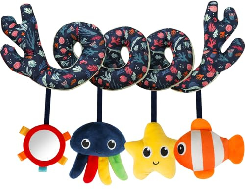 Spiral Car Seat & Stroller Activity Toy,Car Seat Toys for Babies 0-6 Months Boy,Baby Spiral Hanging Plush Activity Toys Thank You Gifts for Newborn 0 3 6 9 12 Months Baby Boys Girls