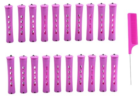 KEQAR 20 Pezzi Bigodini per Permanente Set Completo Hair Rollers per Donne per Styling Naturale per Capelli Lunghi e Corti 1.9 * 8.2cm con Pettine