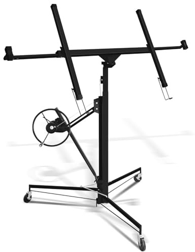Fogmiea Plattenheber Trockenbau 68 kg Traglast,Schwarz XXL 140 cm -350 cm Arbeitshöhe, max. 290 cm Lastarmbreite, höhenverstellbar