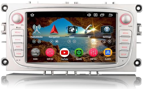 Qualcomm 8 Kern 8GB 128GB Android 14 Autoradio für Ford Focus MK2 Mondeo MK4 C-MAX S-MAX Galaxy MK2, Android Auto, Apple CarPlay 7 IPS Touchscreen Bluetooth 5.1 DAB+ FM Radio Canbus