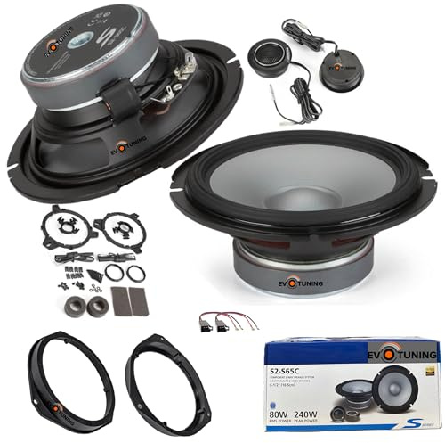 EvoTuning Kit Casse Altoparlanti per Fiat Panda III 312 dal 2012 al 2025 Anteriori compatibili con Alpine S2-S65C set 2 Woofer 2 Tweeter 2 Anelli Adattatori 2 Cavi Connettori (no plug and play)