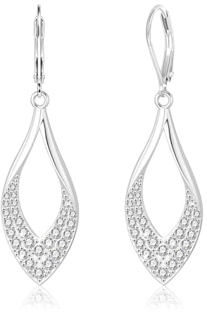 ALEXCRAFT Pendientes Colgantes Mujer Plata de Ley 925 Leverback Pendientes Plata Mujer Pendientes Cubic Zirconia con Colgante Strass Mamá y Chica Joyería