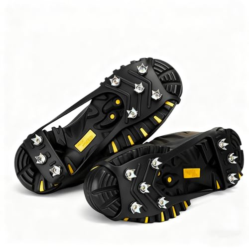 Puntas antideslizantes para calzado, talla L (41-43), puntas para calzado de invierno, puntas antideslizantes para hielo para zapatos y botas, puntas antideslizantes sin cordones, crampones para botas