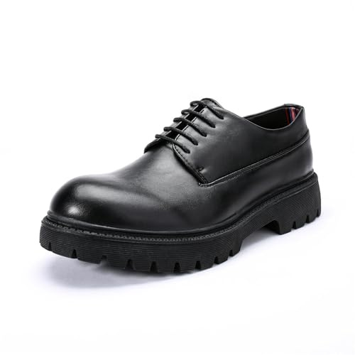 Allthemen Derby Uomo Stringate Business Eleganti Scarpe Brogue Basse Vintage PU Oxford Lace Classiche Nero 42