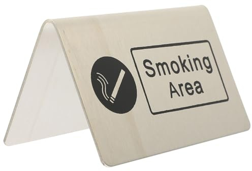 CIYODO Panneau de Table « Zone Fumeurs » en Acier Inoxydable Double Face Impression Claire Résistant à la Corrosion pour Restaurants Bureaux et Espaces Fumeurs Signalétique Pratique