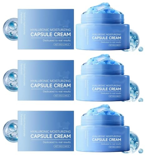 Hyaluronsäure-Kapselcreme, Feuchtigkeitscreme mit Hyaluronsäure, 2-in-1-Gelkapselformel, Stärkt die Hautbarriere, Enthält Panthenol, Beruhigt und spendet Feuchtigkeit bei trockener Haut, 55 g