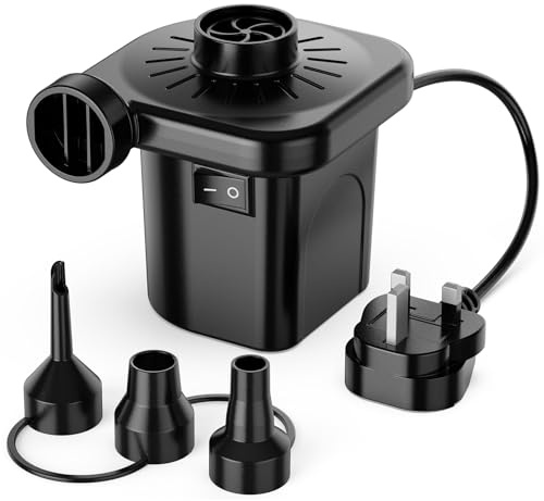Electric Air Pump for Inflatables,Portable Quick-Fill Air Pump with 3 Nozzles,220-240V, Inflator & Deflator Pumps for Outdoor Camping, Air Mattress Beds,Boats,Inflatable Cushion,Couch,Pool Floats