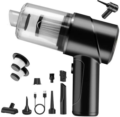 AGARELE Kabelloser Handstaubsauger,12000Pa Auto Staubsauger Kabelloser 3 in 1 Staubsauger &Luftgebläse &Pumpe Multifunktionaler Handstaubsauger mit Bürste für Auto, Büro, Zuhause Schwarz
