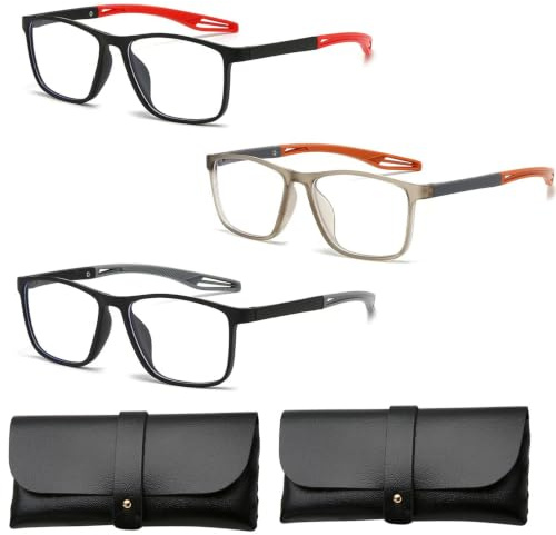 3 Gafas de Lectura Autoenfoque & 3 Fundas – Gafas Visión Automática Ajustable – Lentes Inteligentes para Presbicia y Miopía – Alivio Fatiga Visual para Leer y Trabajar