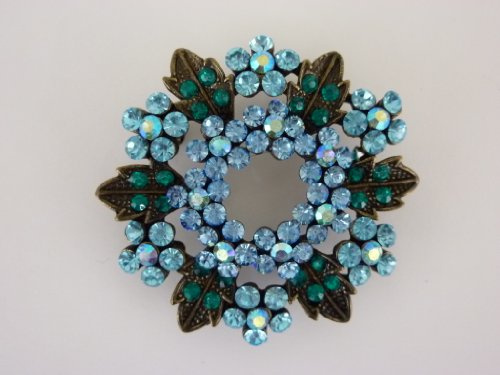Bella-Vita Dapo Modische Brosche Blütenkranz blau Modeschmuck Geschenk Anhänger Anstecknadel
