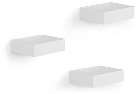 Umbra Vitrinenregale Set Galeriedisplay Schwebendes Wandregal für kleine Objekte und mehr, 3er-Set, weiß