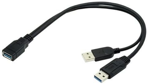 CY Nero USB 3.0 Femmina a Dual USB Maschio Extra Power Data Y Cavo di prolunga per 2,5 pollici Mobile Hard Disk