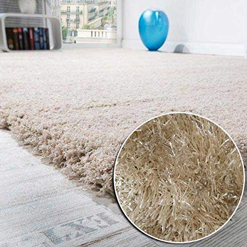Tappeto moderno Shaggy Fluo Beige a pelo lungo molto morbido | 60 x 110 cm