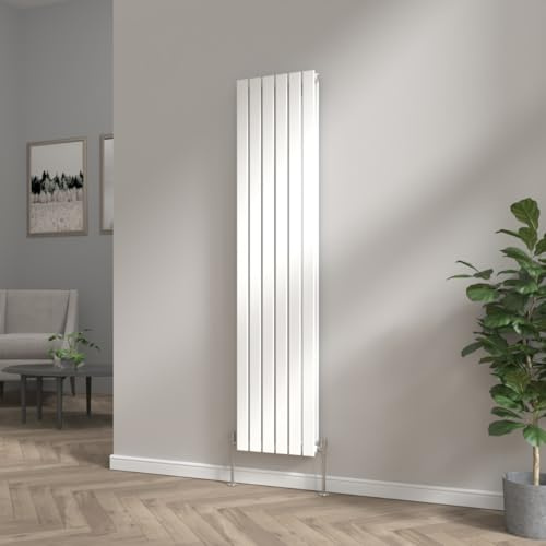 NRG 1800 x 408mm Bathroom Vertical Radiator Gloss White Double Flat Panel | Tall Upright Central Heating Rad, Designer Radiator, Modern Radiator, Wall Mounted, with Brackets, for Kitchen, Bathroom