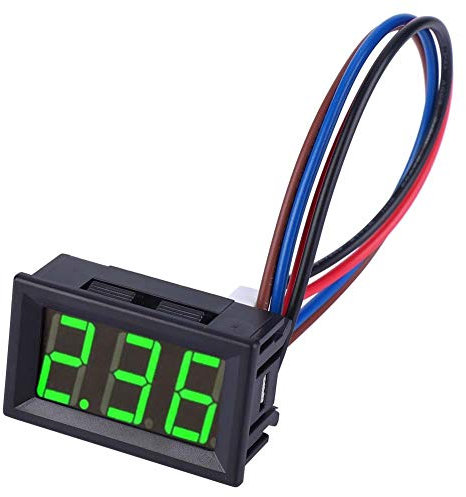 Amperímetro De Corriente Continua Digital Mini Panel LED De Alta Precisión 0-10A Con 2 Cables (Con Protección Contra Sobrecorriente) (Green)