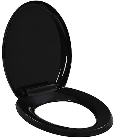 vidaXL Toilettensitz mit Absenkautomatik Quick-Release-Design Softclose Toilettendeckel WC Sitz Deckel Klodeckel Klobrille Brille Klositz Bad Schwarz