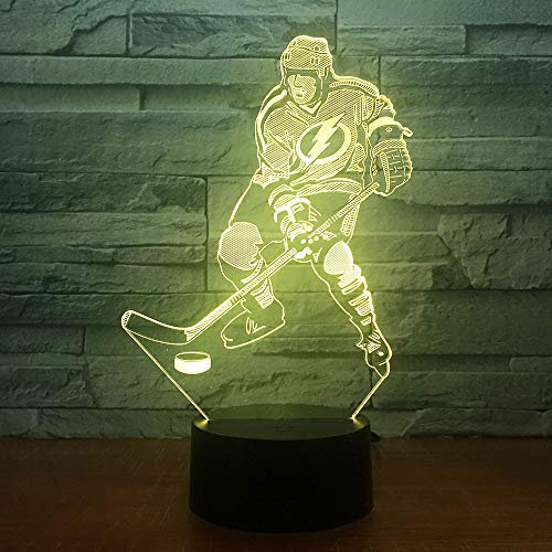 Jinson well 3D Eishockey Spieler led licht Lampe optische Illusion led Nachtlicht, 7 Farbwechsel Touch Switch Tisch Schreibtisch Dekoration Lampen perfekte mit Acryl Flat ABS Base USB Spielzeug