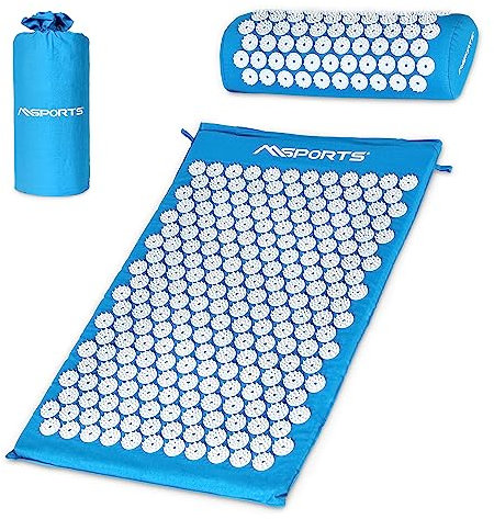 Tappetino per agopressione Premium, set per agopuntura – con tappetino per agopuntura, cuscino, borsa & app per allenamento, rivestimento in 100% cotone, soluzione di tensioni I tappetino massaggiante