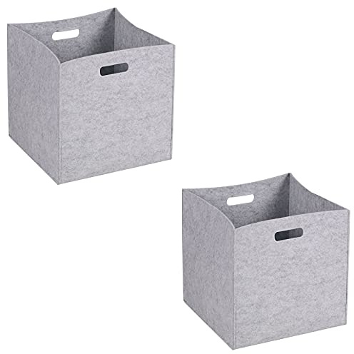 IDIMEX Faltbox Felt, schöne Aufbewahrungsbox mit Filzstoff, praktische Ordnungsbox im 2er Pack, Zeitlose Stoffbox in grau