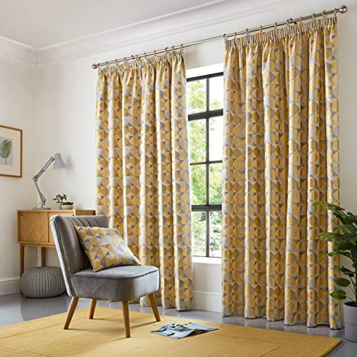 Alan Symonds Skandi Lined Pencil Pleat/Taped Top Curtains (Ochre, 90 x 108 (229 x 274cm))