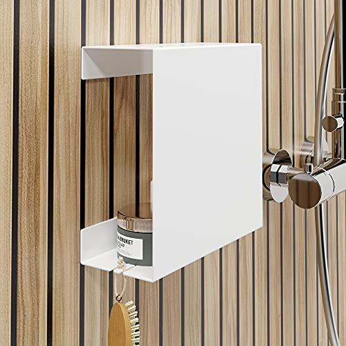 Schulte D1853 70 Duschablage zum Kleben, Mattweiß, Aufbewahrung von Duschzeug, ohne bohren fürs Badezimmer