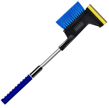 Eiskratzer Auto mit Besen, Schneebesen Auto Snow Off Auto Eiskratzer Einfach, Langer Stiel Ausziehbar Verstellbar 3 In 1, Schneeschaufel Auto mit Nylon Reinigungsbürste, für Scheibenenteiser, Blau