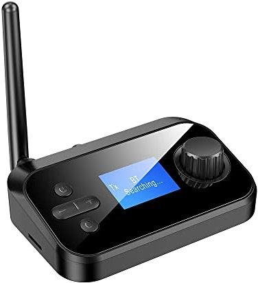 Bluetooth 5.0 Transmitter, Bluetooth Receiver Bluetooth Adapter with Mic Stereo Fiber Coaxial AUX 3.5mm Jack RCA Adapter Wireless Bluetooth AUX Transmitter for Car PC TV Headset Speaker Headphone