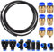 Aria Pneumatica PU Tubo 6mm OD 4mm ID, 10M PU Tubo per Aria Poliuretano, con 8 Pezzi Connettori Raccordi Rapidi a Pressione Pneumatica per Tubo dell'aria Raccordi (Forma Y/T/L/I)