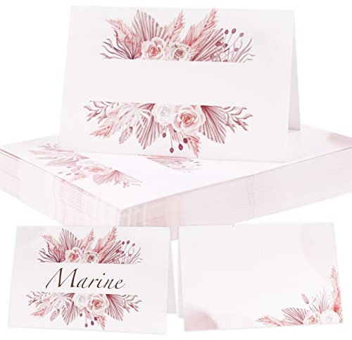 50pz Segnaposto Cartellini Bianco Tavolo per Matrimonio Compleanno Comunione Battesimo Cresima Laurea Bigliettini Carta Decorazione Festa Bomboniere