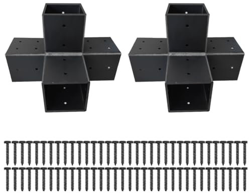 SSKFerier Pergola-Halterungen, 10,2 x 10,2 cm, Holzarbeiten, Pergola, DIY-Hardware-Set, 4-Wege-Eckwinkel für Verlängerung, Pavillon für 10,2 x 10,2 cm (tatsächlicher 9,1 x 9,1 cm Holzpfosten, 2 Stück)