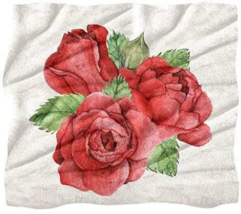 Fleece-Überwurfdecke für Couch, Sofa oder Bett, gemütliche, weiche Decken, rote Rose