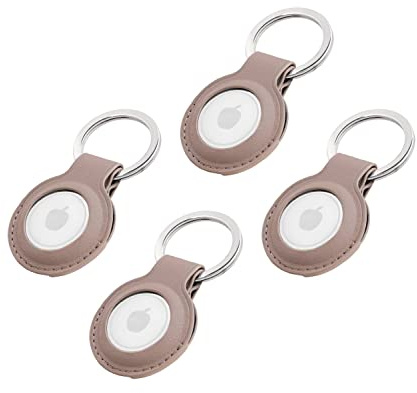 MAGATI Premium Lederhülle für Apple AirTag - Vegan Leder Case mit Robusten Edelstahl Schlüsselring - Tragbare Schutzhüllen und Zubehör für AirTag Tracker - Taupe 4er - il Grado