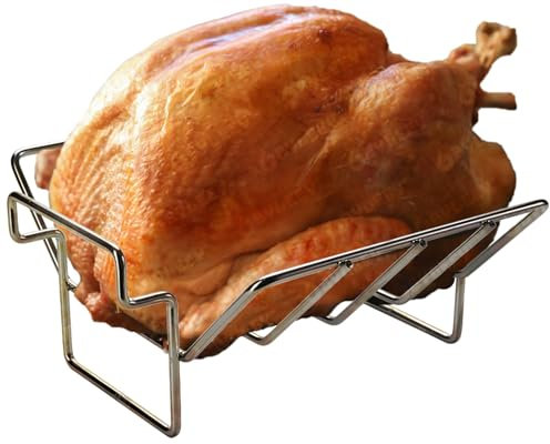 Replacement Rib and Roasting Rack for Big Green Egg, Turkey Roaster Rack - Stainless Steel Rib Racks for Grilling and Smoking, Holds Up to 4 Racks of Ribs, BBQ, Smoker, Kamado Grill Accessories, Small